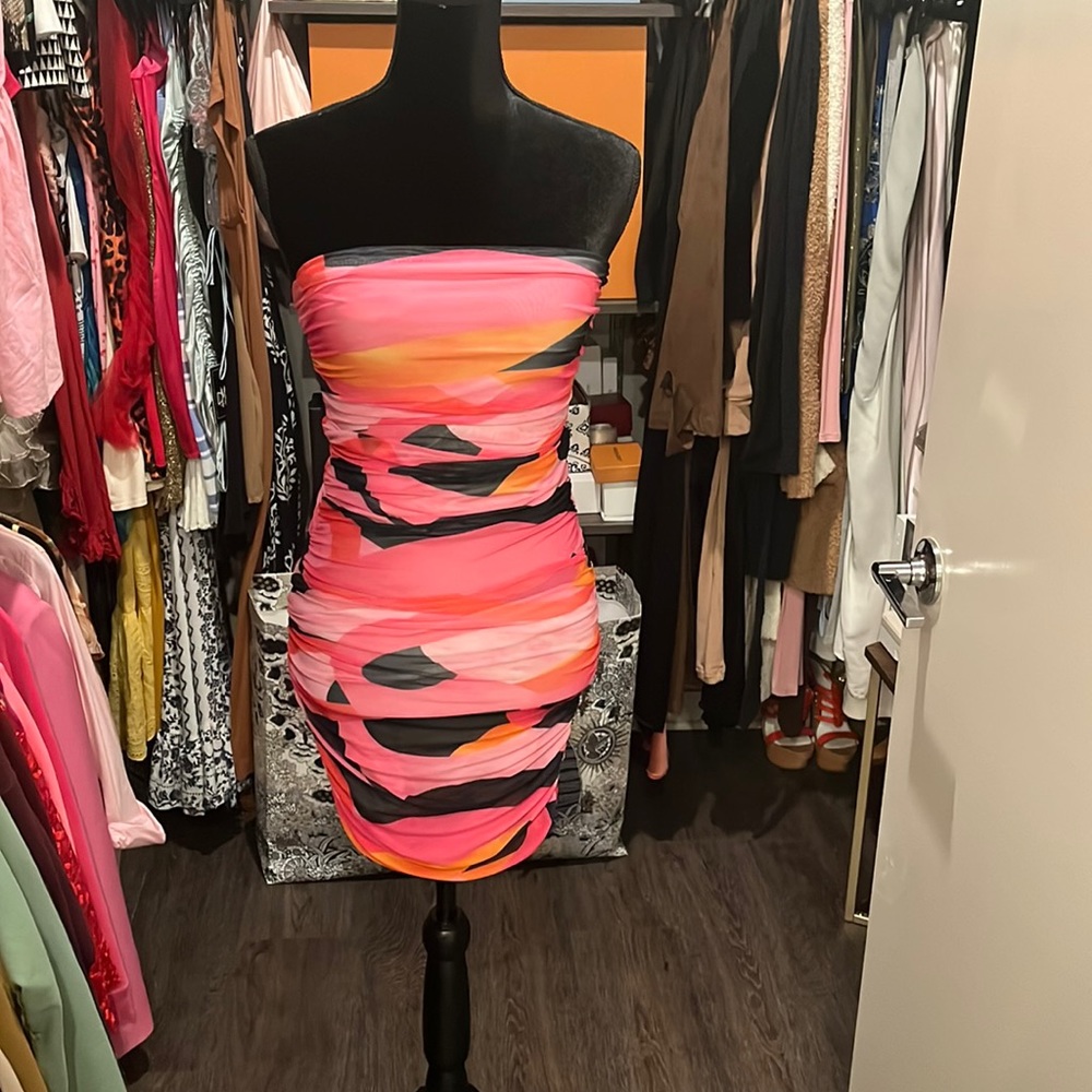 Strapless Print Dress